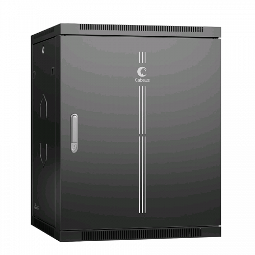 Шкаф телекоммуникационный настенный 19 15U 600x350x769mm (ШхГхВ) дверь металл, цвет черный (RAL 9004)