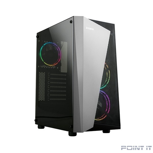 Корпус ZALMAN S4 Plus, без БП, боковое окно (акрил), черный, ATX