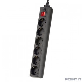 Perfeo Сетевой фильтр &quot;POWER+&quot;,PF_A4670 (1,8м, 6 розеток, черный (PF-PP-6/1,8-B))