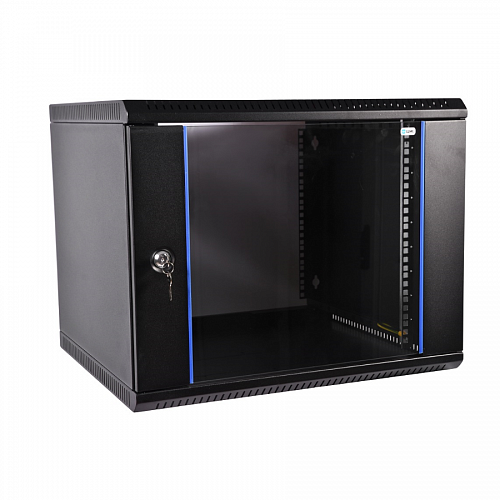 Шкаф телекоммуникационный настенный разборный ЭКОНОМ 12U (600х350) дверь стекло, цвет черный