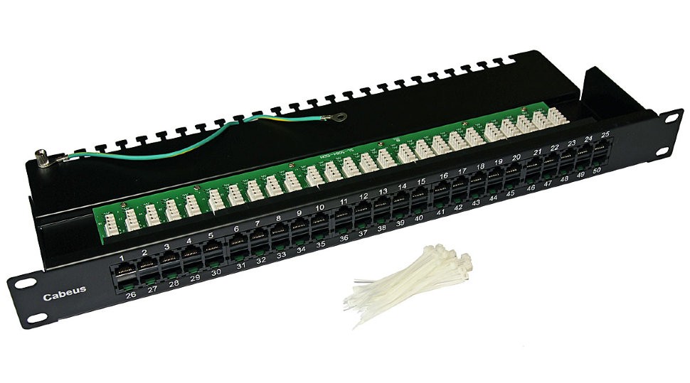 Патч-панель телефонная UTP, 19", 50 портов RJ45, cat.3, 1U, Krone Type, "L" (Акция т/к)