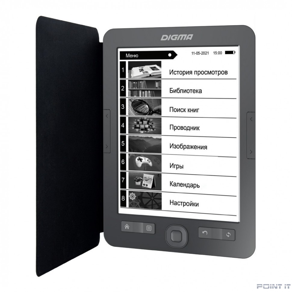 Digma M2G 6" E-ink HD 758x1024 600MHz 128Mb/4Gb/SD/microSDHC/frontlight темно-серый (1564398)
