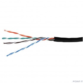 Кабель витая пара Bion BCL-U5460-381 U/UTP, кат.5e, 4x2x0,46 мм AWG 25, медь, одножильный, PE, для внешней прокладки, 305м,черный