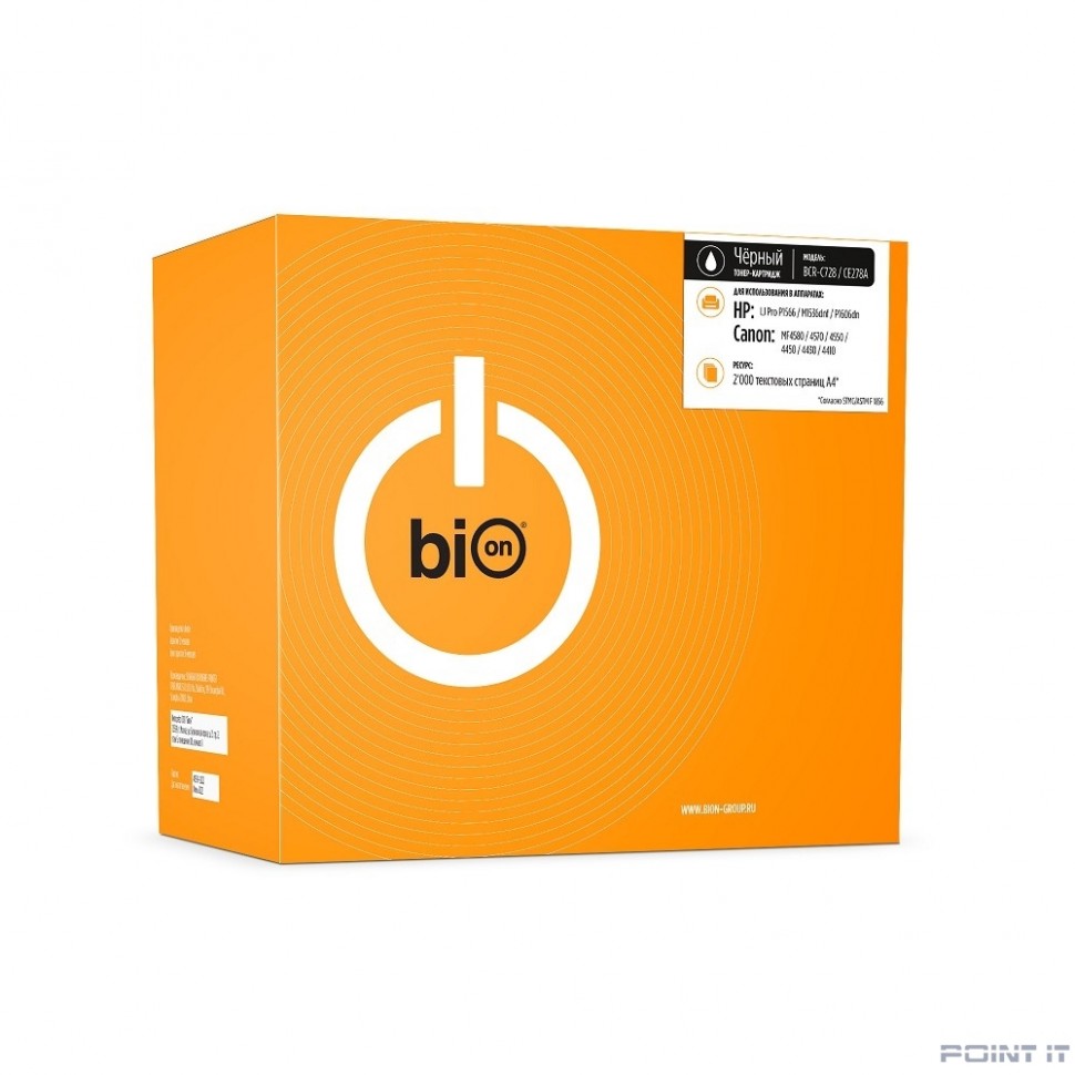 Bion C728/CE278A Картридж для HP LaserJet Pro P1566/P1606dn/M1536dnf; Canon i-SENSYS MF4430/MF4450/MF4570/MF4580/MF4410/FAX-L150/FAX-L170/MF4550 (2000 стр.), Черный