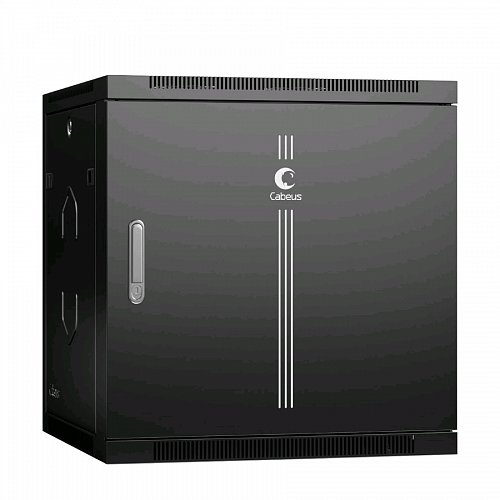 Шкаф телекоммуникационный настенный 19 12U 600x600x635mm (ШхГхВ) дверь металл, цвет черный (RAL 9004)