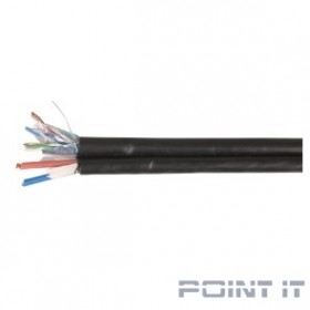 ITK LC3-C5E04-379 Каб. F/UTP 5E 4 x 2 x 24AWG LDPE каб. пит. 2x0,75, 305м чер.