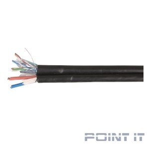 ITK LC3-C5E04-379 Каб. F/UTP 5E 4 x 2 x 24AWG LDPE каб. пит. 2x0,75, 305м чер.