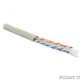 Hyperline UUTP4-C6-S23-IN-PVC-GY-305 (305 м) Кабель витая пара, неэкранированная U/­UTP, категория 6, 4 пары (23 AWG), одножильный (solid), с разделителем, PVC, –20°C – +75°C, серый 