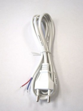Кабель питания с вилкой (без разъема) 2*0,5мм2, 220V/2,5A, 1,8м, белый, Netko