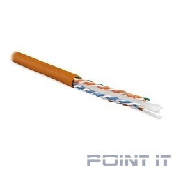 Hyperline UUTP4-C6-S23-IN-LSZH-OR-305 (UTP4-C6-SOLID-LSZH-OR-305) (305 м) Кабель витая пара U/­UTP, категория 6, 4 пары (23 AWG), одножильный (solid), с разделителем, LSZH, нг(С)-HF, –20°C – +75°C, ор