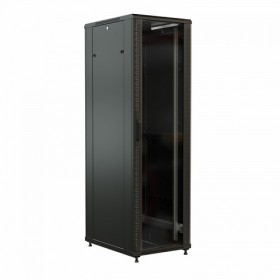  								Шкаф напольный 19-дюймовый, 47U, 2277x600х800 мм (ВхШхГ), передняя стеклянная дверь со стальными перфорированными боковинами, задняя дверь сплошная, ц							
