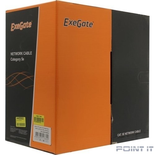 Exegate EX281820RUS Кабель Exegate UTP4-C5e-CU-S24-IN-LSZH-OR-305 UTP 4 пары кат.5e медь, 24AWG, LSZH, бухта 305м, оранжевый