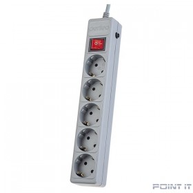Perfeo Сетевой фильтр &quot;POWER+&quot;,PF_A4661 (3,0м, 5 розеток, серый (PF-PP-5/3,0-G))