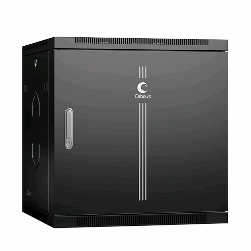 Шкаф телекоммуникационный настенный 19 12U 600x450x635mm (ШхГхВ) дверь металл, цвет черный (RAL 9004)