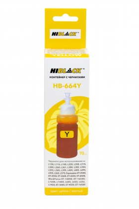 Контейнер с чернилами Hi-Black (HB-664Y) для Epson L130/L310/L405/L655, C13T66444Aб  Y, 70ml