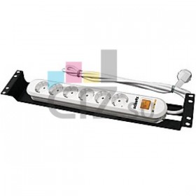 CONTEG DP-RP-06-SCHUSP - блок розеток горизонтальный 6х16А, 250V, SCHUKO, с выключателем и защитой от перенапряжения, 19&quot;, 2U