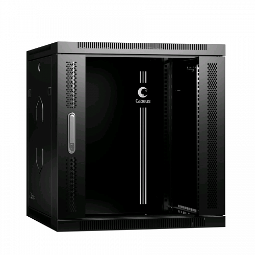 Шкаф телекоммуникационный настенный 19 12U 600x450x635mm (ШхГхВ) дверь стекло, цвет черный (RAL 9004)