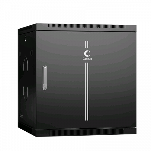 Шкаф телекоммуникационный настенный 19 12U 600x350x635mm (ШхГхВ) дверь металл, цвет черный (RAL 9004)