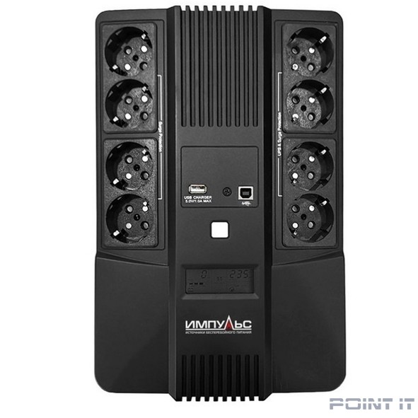 Импульс ИБП МАСТЕР 1000 {1000ВА/600Вт, LED, USB, RJ11/RJ45, SCHUKOx8} {MT10201}