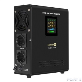 Exegate EX295996RUS ИБП (инвертор, синус, для котла) настенный ExeGate FineSine SX-800.LCD.AVR.2SH &lt;800VA/500W, чистая синусоида, цветной LCD-дисплей, AVR, 2*Schuko, линейно-интерактивный, внешняя бат