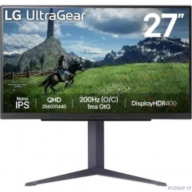 Монитор LCD LG 27&quot; UltraGear 27GS85Q-B черный {IPS 2560x1440 200Hz 1ms 400cd 1000:1 178/178 10bit(8bit+FRC) 2xHDMI DisplayPort USB HAS pivot}[27gs85q-b.aruz]