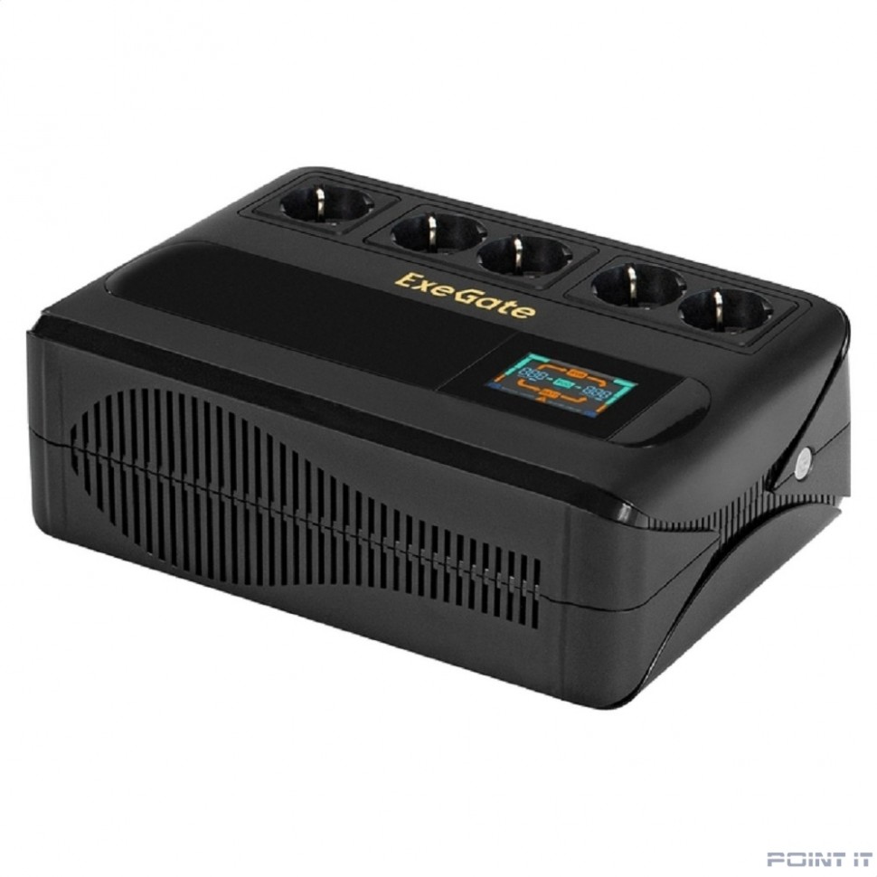 Exegate EX295685RUS ИБП ExeGate NEO Smart BU-800.LCD.AVR.5SH <800VA/480W, цветной LCD-дисплей, AVR, 5*Schuko, Black>