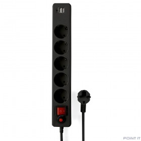 Гарнизон Сетевой фильтр для ИБП ECL-5-U2-B-1.8 5р, 10А, 2xUSB, 1.8м, ур.защиты 4, черный, пакет (22437)