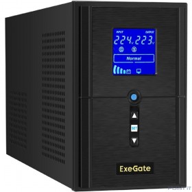Exegate EX295981RUS ИБП (инвертор, синус, для котла) ExeGate SineTower SN-1000.LCD.AVR.2SH.1C13.USB &lt;1000VA/800W, чистая синусоида, LCD дисплей, AVR, 2*Schuko+1*C13, USB, линейно-интерактивный, Black&gt;