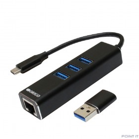 ORIGO OU330N/B1 Сетевой адаптер USB-C/Gigabit Ethernet с 3 портами USB 3.0( + переходник USB-C/USB-A)