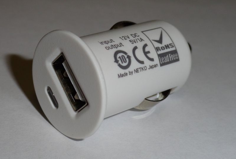 Автомобильное зарядное устройство USB, 1 порт, 5В, выходная сила тока 1А, 44*25мм, белый, модель СС310W, блистер, Netko РАСПРОДАЖА
