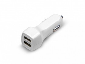 Автомобильное зарядное устройство USB, 2 порта, 5В, вых. сила тока 2А, белый