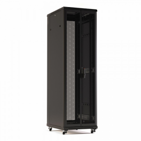  					Шкаф напольный 19-дюймовый, 42U, 2055x800х1200 мм (ВхШхГ), передняя и задняя распашные перфорированные двери (75%), ручка с замком, цвет черный 				 