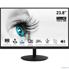 Монитор MSI 23,8'' PRO MP242A Black, 16:9, IPS, 1920x1080, 4ms, 300cd, 100Hz, 1xVGA, 1xHDMI, 1xDP, SPK