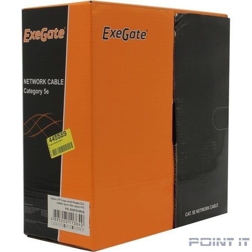 Exegate EX281816RUS Кабель Exegate UTP4-C5e-CCA-S24-IN-PVC-GY-100 UTP 4 пары кат.5e CCA, 24AWG, бухта 100м, серый, PVC
