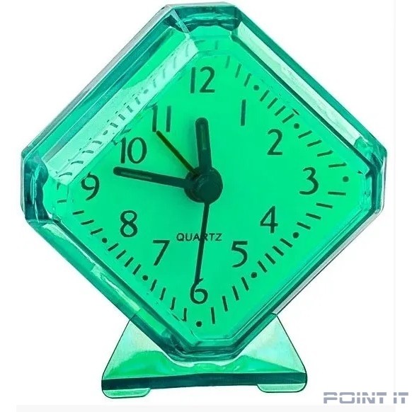 Perfeo Quartz часы-будильник "PF-TC-002", ромб. 7,5*8,5 см, зелёные