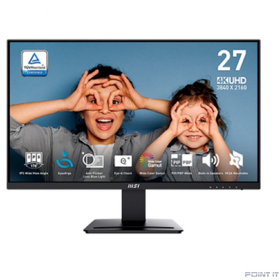 Монитор MSI 27'' PRO MP273U Black, 16:9, IPS, 3840x2160, 4ms, 400cd, 60Hz, 2xHDMI, DP, SPK