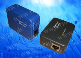 POE24B/LK-75-15 PoE, комплект передатчик (PSE)+приемник (PD), 24V 13W, кабель питания ЕВРО, тип4, 7.5V 1.5A, синий РАСПРОДАЖА