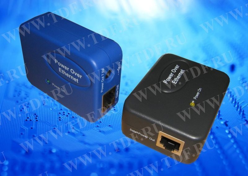 POE24B/LK-75-15 PoE, комплект передатчик (PSE)+приемник (PD), 24V 13W, кабель питания ЕВРО, тип4, 7.5V 1.5A, синий РАСПРОДАЖА