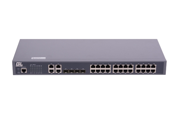 Управляемый коммутатор L2 GIGALINK 24 Base-T 10/100Mb/s портов, 4 Combo TX/SFP 1000Mb/s, 1 Console. 1U 19'', 220V