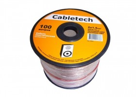 Кабель акустический Cabletech 2*1.5мм2 (85*0.15мм) CCA, 100м, пласт., прозрачный