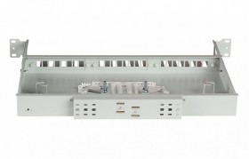 Корпус кросса оптического 19&quot; 24 SC порта Simplex, 1U, выдвиж., сплайс кас., метал.,