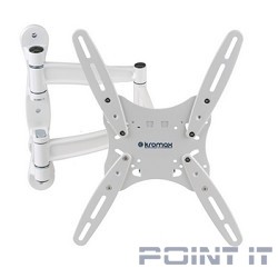 Kromax TECHNO-5 white, Кр. алюм. наст. для TV 15&quot;-55&quot;, max 35 кг, 5 ст св., нак. 15°, пов. 180°, от ст. 87-497 мм, max VESA 400x400 мм.