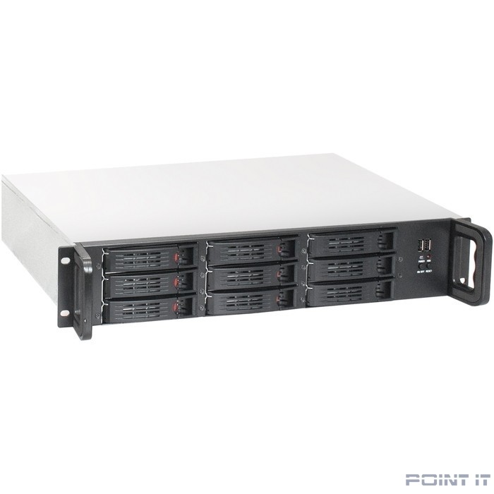 Exegate EX285225RUS Серверный корпус ExeGate Pro 2U650-HS09 <RM 19", высота 2U, глубина 650, БП 2U-800ADS, 9xHotSwap, 2*USB>