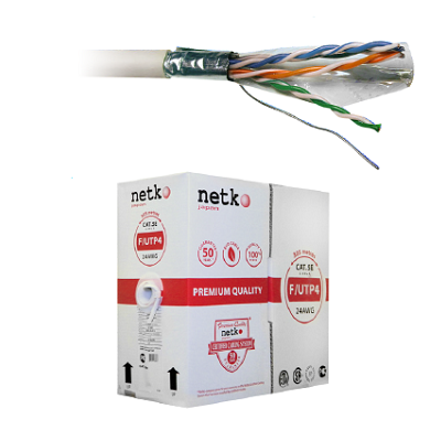 Кабель F/UTP4 (FTP4 ) cat.5e NETKO /4 пары 24 AWG BC / одножильный / экранированный / 305м / серый "СКС", FLUKE TEST