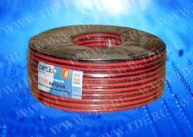 Кабель акустический NETKO 2*0.50мм2 (44*0.12мм) BC, 100м, пластиковая катушка, черный/красный