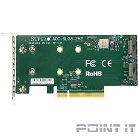 Supermicro AOC-SLG3-2M2-O Low Profile, Dual NVMe M.2 SSD PCIe add-on card 
