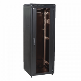  					ITK Шкаф сетевой 19 LINEA N 28U 600х600 мм стеклянная передняя дверь, задняя металлическая черный				 