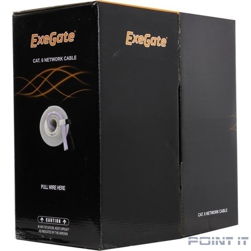 Exegate EX281813RUS Кабель Exegate UTP4-C6-CU-S23-IN-PVC-GY-305 UTP 4 пары кат.6 медь, 23AWG, бухта 305м, серый PVC