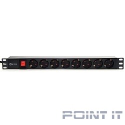 5bites PDU819P-01 Блок розеток  8S / PVC / SWITCH / 1U / 19&quot; / 2M*3G*1.5MM2 / VDE