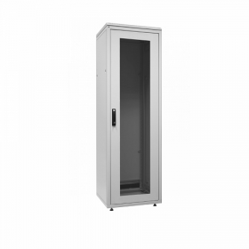  					Шкаф напольный 42U, 1963x800х800мм (ВхШхГ), стеклянная передняя дверь, укороченная стальная дверь + фальшпанель 3U с щет. каб. вводом, стандартная кры				 